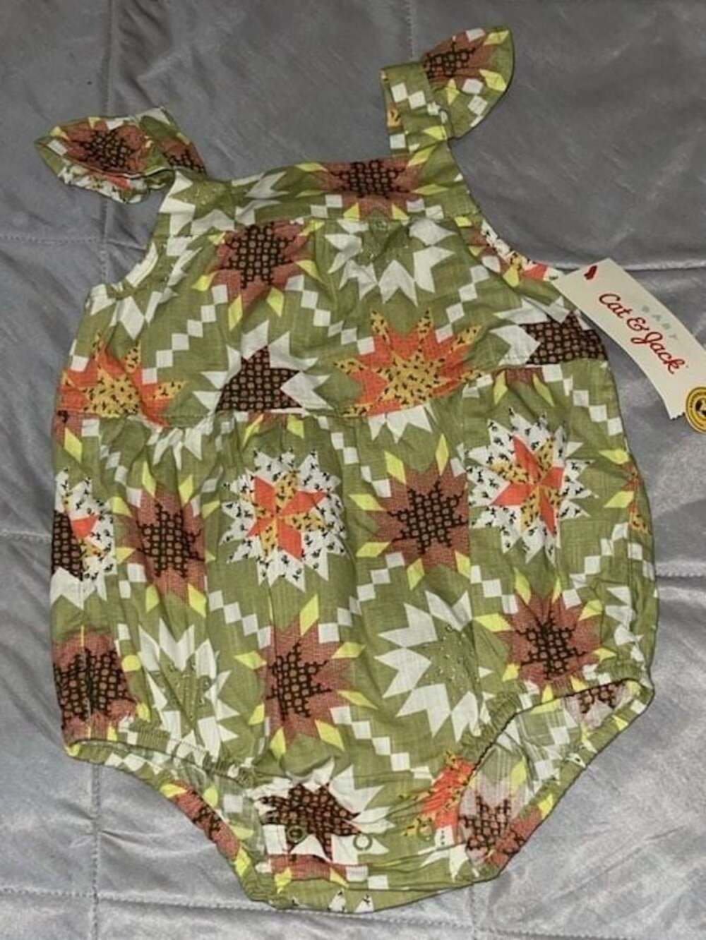 Cat & Jack Baby Quilt Print Bubble Romper Size 6-9M